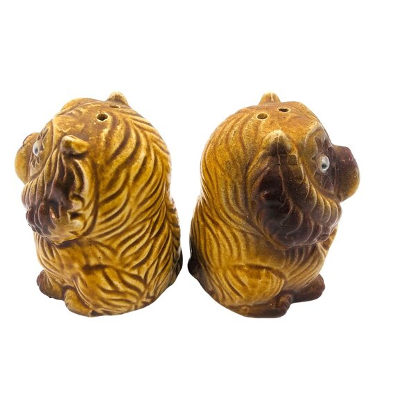 Vtg Ceramic Anthropomorphic Puppy Dog Salt & Pepper Shakers Googly Eyes Japan - Picture 4 of 7